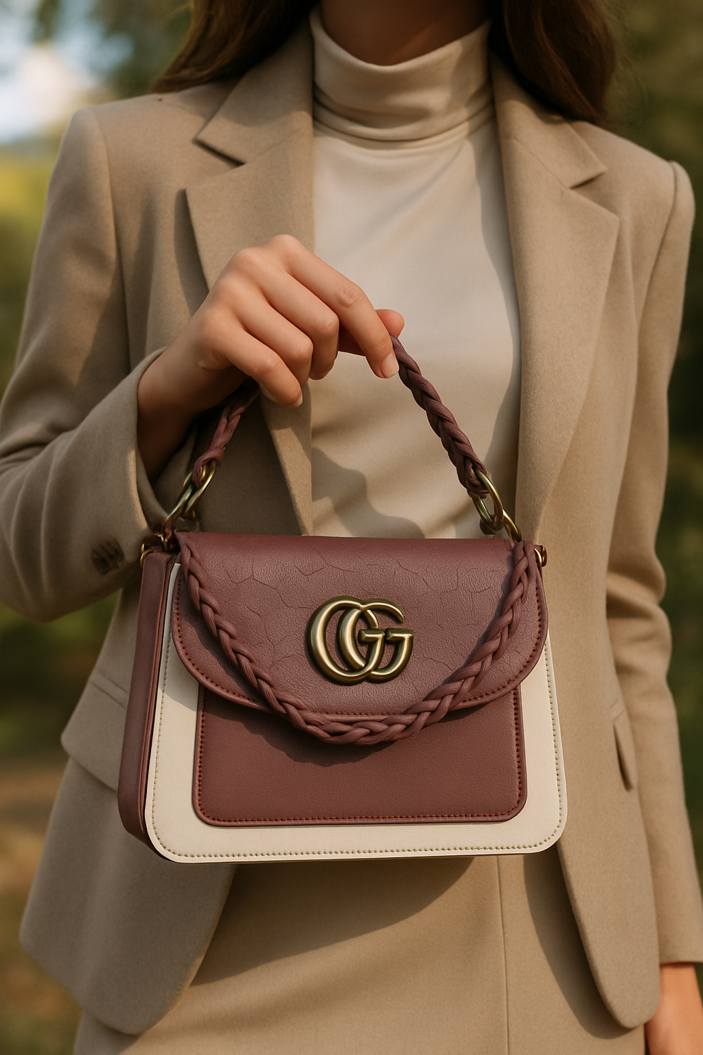 LuXXy.shop - Flap Leather Hand Bag - Dual Tone Finish