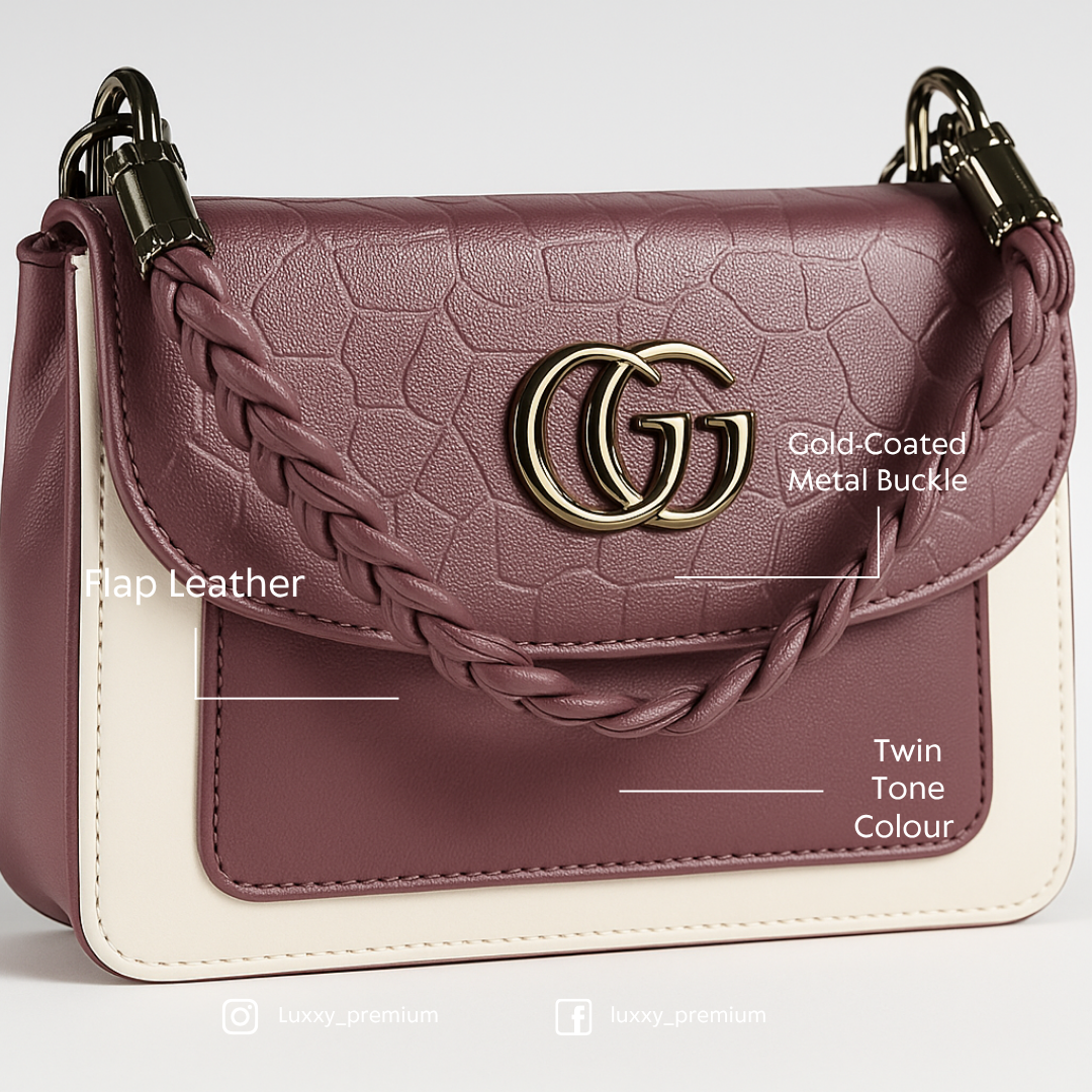 LuXXy.shop - Flap Leather Hand Bag - Dual Tone Finish
